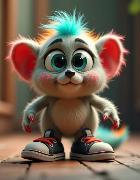 An adorable CGI monster with bulky tennis shoes and big adorable eyes. Multi-colored fur, beautiful shadows, detailed textures, detailed scene, ultra detailed, best quality, 4K, hyperdetailed image, realistic skin texture, photorealistic image, ray tracing<lora:add-detail-xl:1> <lora:Flux-style-xl-lora:1> <lora:extremely_detailed:1> <lora:xl_more_art-full_v1:1> <lora:ElvenInterior:1>
