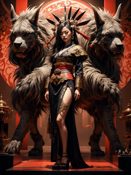 <lora:GPTS6 Hella-sthetic_424353:0.8> (full body shot:1.2) samurai, kunoichi, vantablack, armor, filigree, japanese, long hair, bamboo, bonsai, temple, intricate, elegant, highly detailed, symmetry, magical atmosphere, sharp focus, majestic, very coherent, radiant, advanced, cinematic, artistic, fine detail, winning, beautiful, stunning, dramatic light, designed, rich deep colors, perfect professional background, ambient, tailored set composition