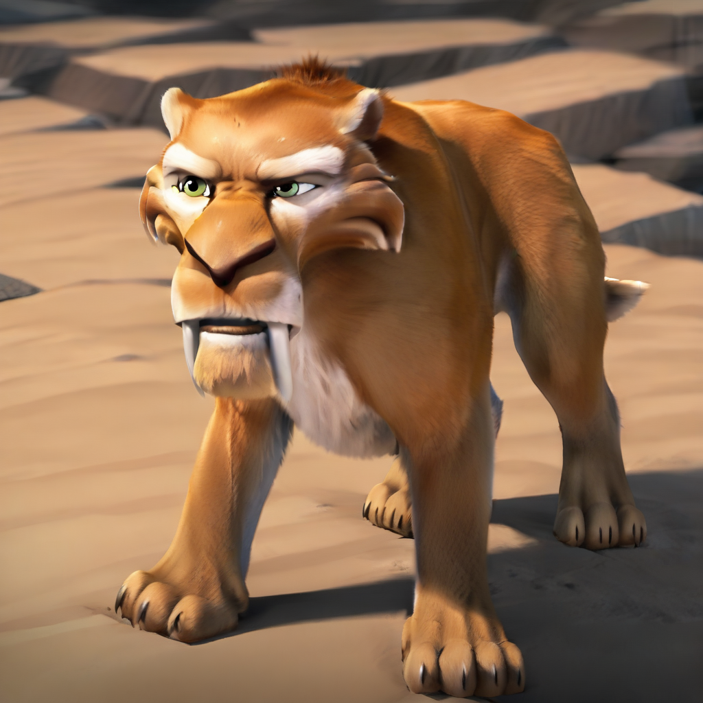 diego,sabertooth,animal,poucing,hazel green eyes,full body  <lora:Diego_Ice_Age_PonySDXL:1>