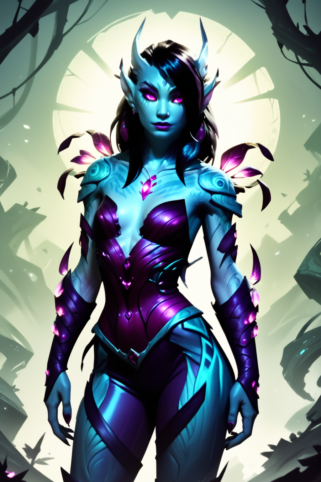 score_9, score_8_up, score_7_up, score_6_up, score_5_up, score_4_up,sylvari,stunning,potrait,woman,bright colors, high contrast,small chest,eyes detailed,<lora:sylvari-lora:1>,