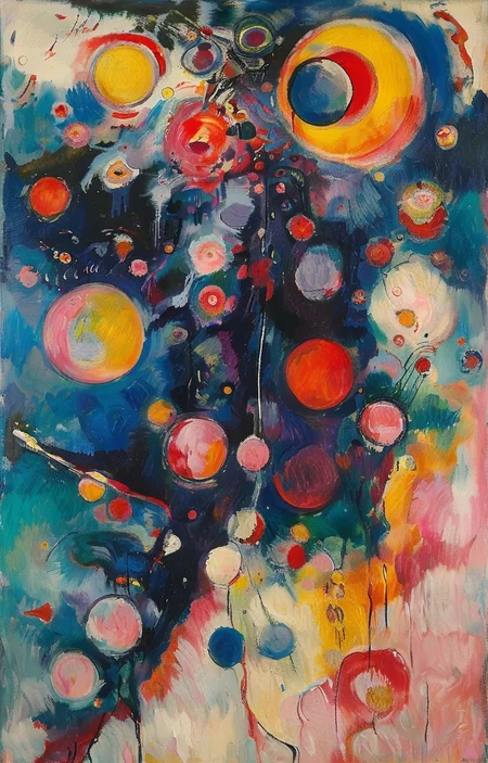 masterpiece,best quality,<lora:tbh287-sdxl:0.9>,illustration,style of Wassily Kandinsky decaying peonies