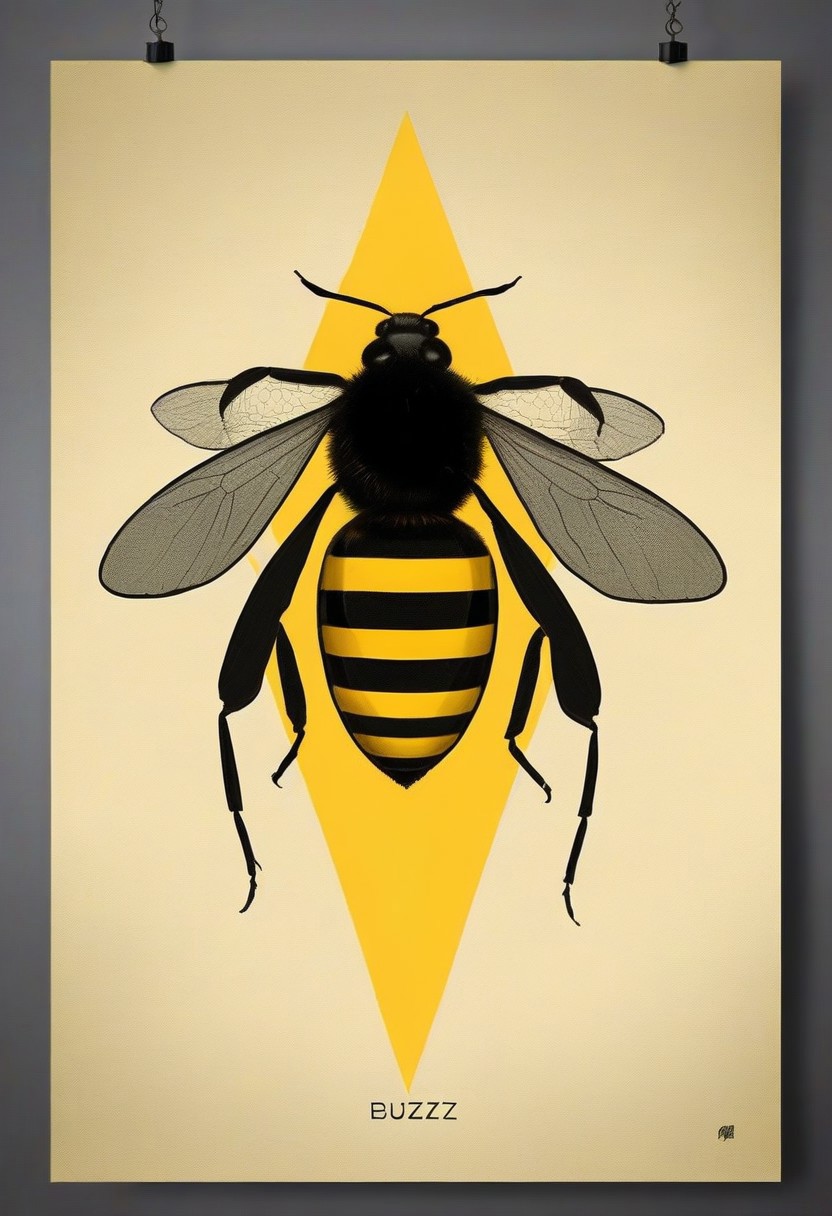((masterpiece)), best quality, 
MinimalistPoster, black theme, yellow buzz sign pattern,!