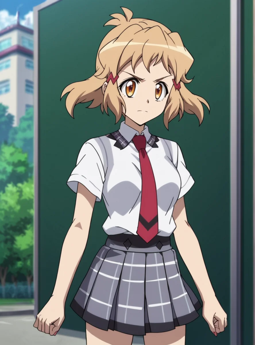 score_9, score_8_up, score_7_up, score_6_up, score_5_up, score_4_up, BREAK source_anime, masterpiece , anime screencap, anime_lineart anime coloring, solo <lora:TachibanaHibiki-000004:0.8>tachibana hibiki (symphogear), school uniform, white shirt, red necktie, pleated skirt, pendant,