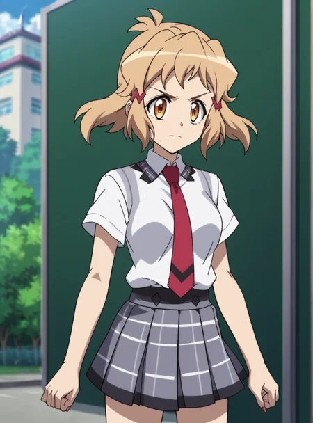 score_9, score_8_up, score_7_up, score_6_up, score_5_up, score_4_up, BREAK source_anime, masterpiece , anime screencap, anime_lineart anime coloring, solo <lora:TachibanaHibiki-000004:0.8>tachibana hibiki (symphogear), school uniform, white shirt, red necktie, pleated skirt, pendant,