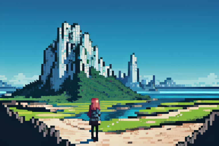highly insanely detailed, masterpiece, top quality, best quality, highres, 4k, 8k, RAW photo, (very aesthetic, beautiful and aesthetic),  
(code_style,codestyle),(sympattern,geometric pattern),doodle pattern, 
<lora:CodeStyle (half generic class)_564920:0.3>, 
(1girl:1.3), 1other, 
cliff,cliff scenery,mountainside,cliff face,(pure blue background,transparent background:1.2),âââ