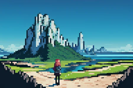 highly insanely detailed, masterpiece, top quality, best quality, highres, 4k, 8k, RAW photo, (very aesthetic, beautiful and aesthetic),
(code_style,codestyle),(sympattern,geometric pattern),doodle pattern,
<lora:CodeStyle (half generic class)_564920:0.3>,
(1girl:1.3), 1other,
cliff,cliff scenery,mountainside,cliff face,(pure blue background,transparent background:1.2),âââ