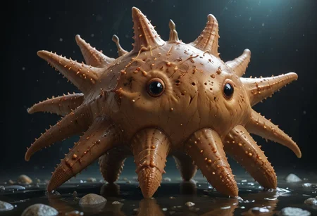 cinematic, starfish chonkasaurus, scifi, raytracing, HD, 4k, floating energy, night, dark, flesh color, (energy effects:1.3), <lora:chonkasaurus-000003:1>, <lora:add-detail-xl:2>