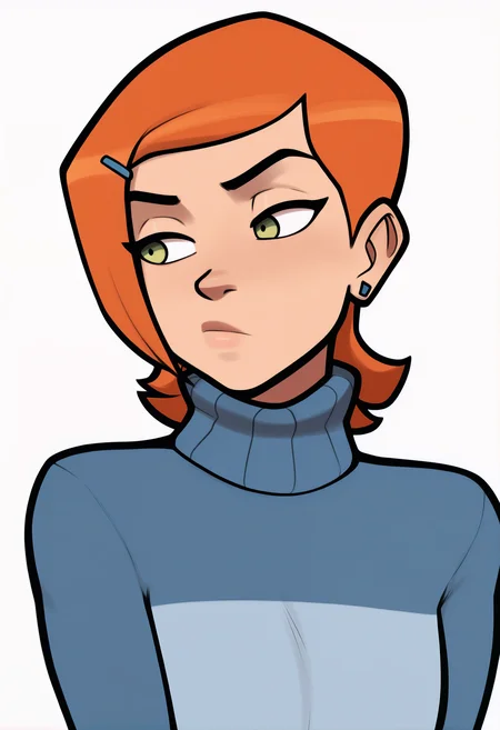 1girl, solo, gwen tennyson, blue sweater, turtleneck sweater, white background, simple background, looking to the side,
masterpiece, best quality, <lora:mrpotatoparty-guy90-Illust-Lycorisv1:1>, mrporty