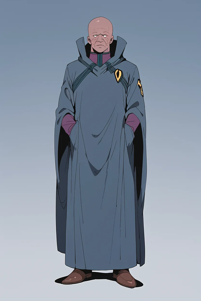 score_9, score_8_up, score_7_up, best quality, masterpiece, source_anime, zPDXL3, BREAK 1boy, , bald, boddolezar, old man,<lora:BoddleZer_Macross_ponyXL:1> full body, simple background,