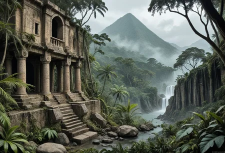 (epic_scale:1.5), jungle_foliage, mountain_peaks, foggy_background,
ancient_stone_ruins, glowing_water_core, (mystical_essence:1.4),
vibrant_ecosystem, cinematic_composition, <lora:aquatic_power:0.8>,
Negative: cartoonish_style, duplicate_elements, unnatural_shadows