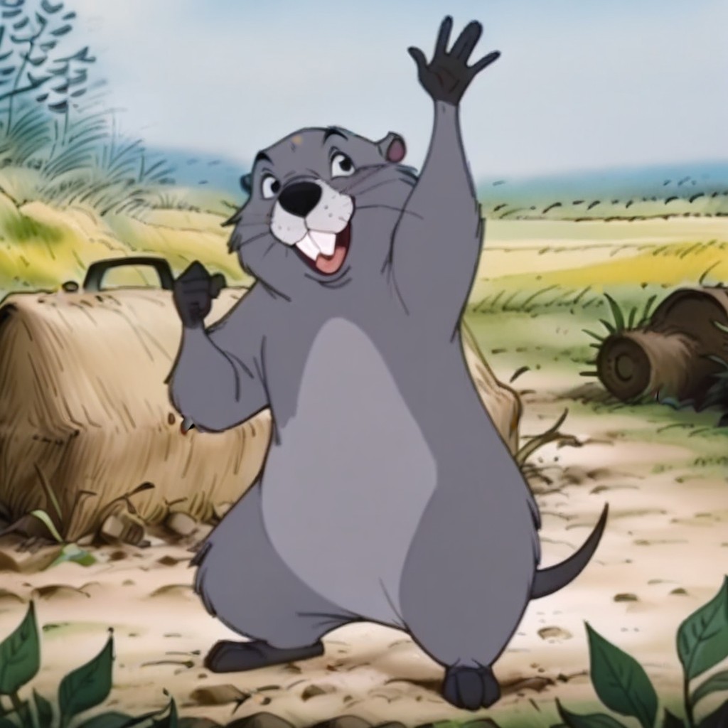 masterpiece, best quality, amazing quality, WtPgopher, semi-anthro, male, gopher, grey fur, black eyes, buck teeth, standing, farm, waving, <lora:46231236-c92f-4f73-a6a2-55c895c10761:1.0>