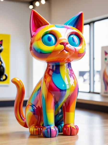 ais-colorfulplastic cat looking at the viewer expectantly <lora:Colorful_Plastic_SDXL:1>