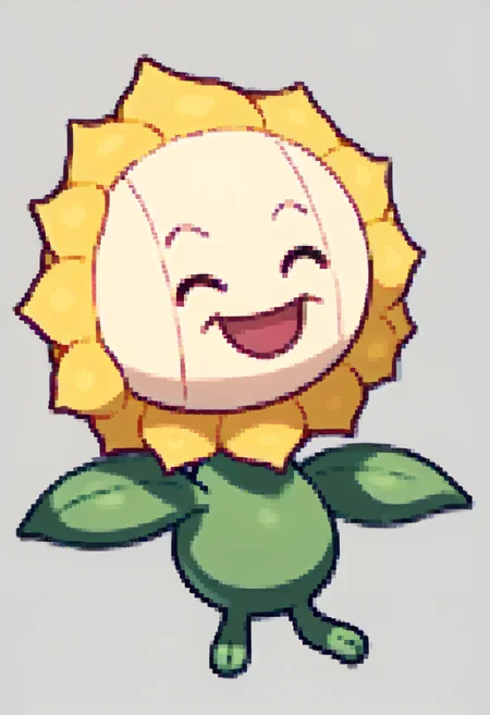 score_9, score_8_up, score_7_up, source_anime,  <lora:Feh-Sprites-pdxl_Fp:1> simple background, chibi, full body, <lora:SunfloraPKMN-pdxl:1> sfl0r, pokemon \(creature\), no humans, yellow flower, closed eyes, smile, happy, open mouth