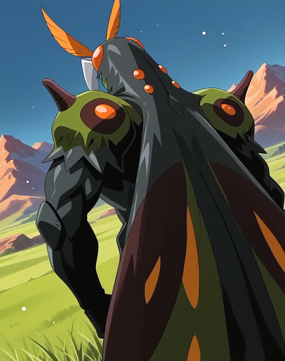 <lora:Ryokuga_(La_Blue_Girl_Returns)_(Illustrious)_(AD):1.35> Ryokuga, muscular, insect man, 
dutch angle, exterior, mountains, grass, 
male focus, gradient coloring, solo, close up, green body, green face, villain, hyper muscular, large shoulders, large biceps, glowing eyes, 
BREAK very awe, aesthetically pleasing, masterpiece, best quality, amazing quality, very aesthetic, perfect depth of field shot, in'ei, 
Smooth Quality, lazympos, IllustQualXL_Pos,