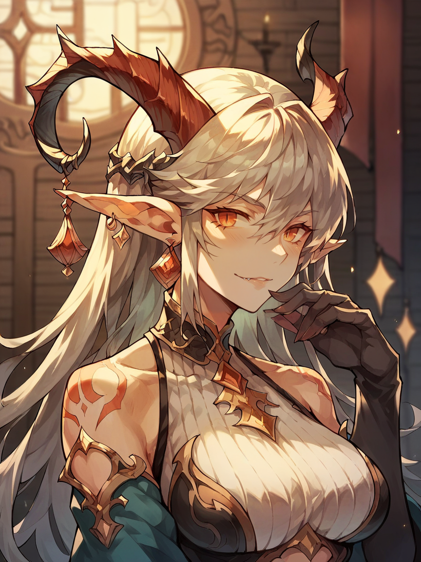 score_9, score_8_up, score_7_up, score_6_up, score_5_up,   <lora:mitraXLP:0.8> mitra, horns, 1girl, solo