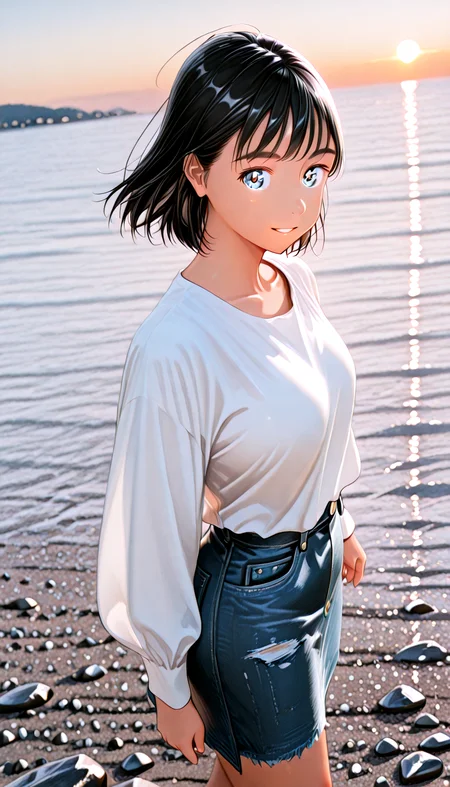 lazypos, masterpiece, best quality, amazing quality, very aesthetic, absurdres, newest, (dynamic angle), (detailed eyes:1.4),general
dynamic_prompting,dynamic_thresholding,lora_block_weight,negpip,wildcard_recursive,wildcards
BREAK
1girl, m1o_manga, black hair, <lora:Mio_-_100percent_-_mangaSummer_Time_Rendering3:1.2>
white_shirt,long_sleeves,Denim mini skirt,
parted lips, smile
BREAK
Rural port town, along the embankment, Tetrapods , along the road, with a view of the sea, Sunset over the sea
cowboy shot