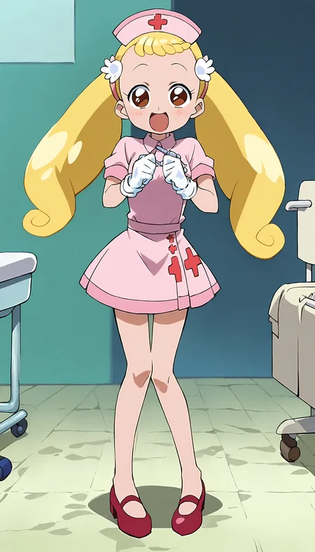 anime artwork of score 9,score_8_up,score_7_up,source_anime,masterpiece,best quality,(parody:1),(anime screencap:1.2),
BREAK
(makihatayama hana:1),1girl,twintails,blonde hair,brown eyes,ornament,hairband,solo,
BREAK
(nurse:1.5),
BREAK
smile,cute pose,full body,hospital,looking at viewer,
<lora:hana_makihatayama_xl_for_pony_xl_v01>,