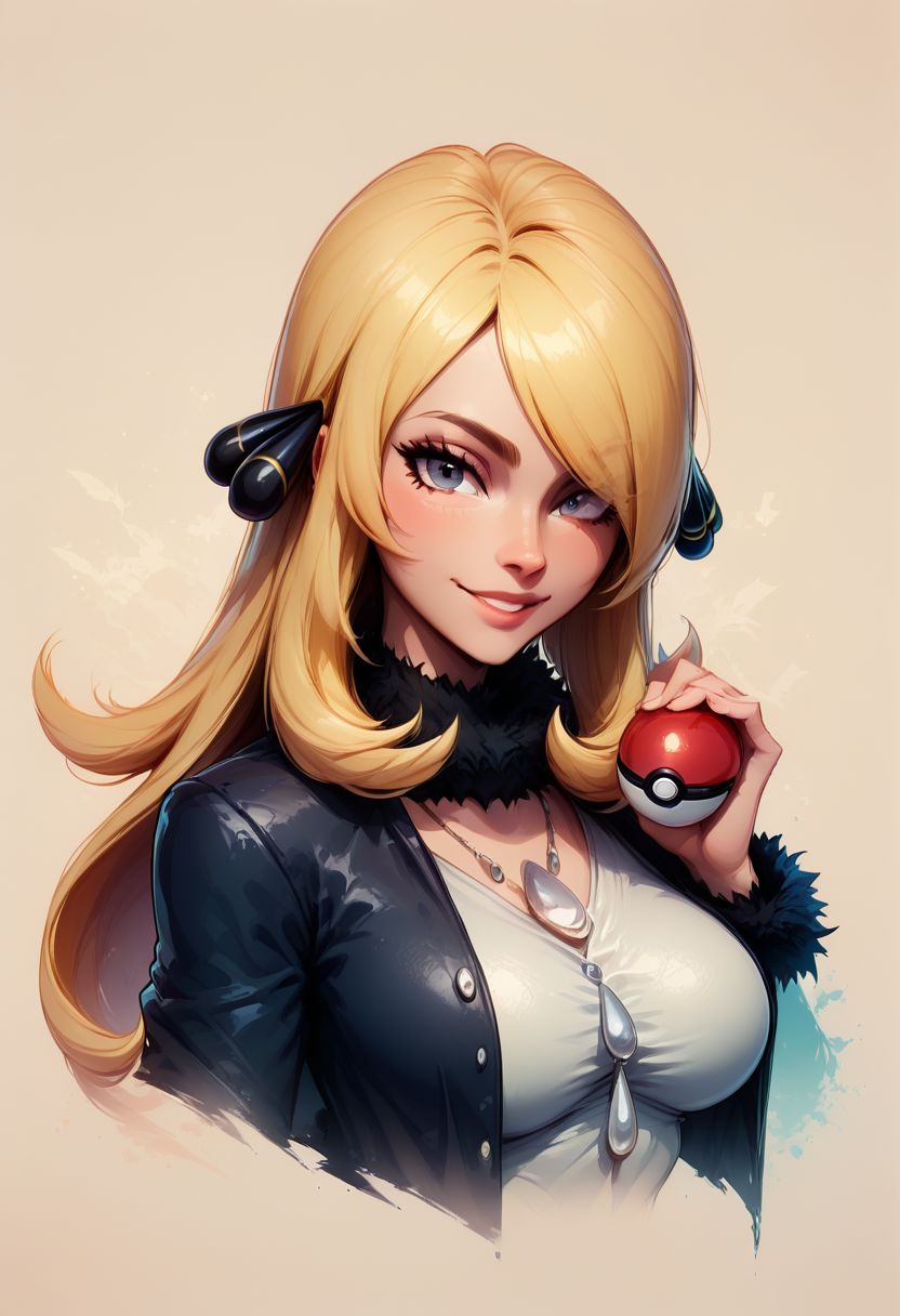 score_9, score_8_up, score_8, big breasts, (curvy), cute, eyelashes, 
(holding pokeball),
Faded Headshot, faded bottom, faded edges
 head tilt, smile
BREAK, 
zzCynthia, solo, 1girl,  blonde, long hair, black coat, upper body, 
BREAK,,  zPDXL,