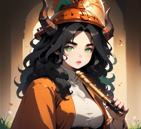 PonyScores7, source_anime, ah1, IllustriousQual, <lora:natsumi_style:0.5>, <lora:by_usakun-pony:0.4> by usakun, <lora:Akina_Bbw_Style_-_PonyXL:0.2> AkinBw
BREAK 1girl, mature female, (round face:1.2), (thick eyebrows:1.3), (curvy), round-chin, caucasian, (plump face), <lora:Round_face:0.2>, <lora:ETO_OCPonyXL:0.5> eto_oc, skindentation, (plump), thick thighs, wide hips, busty, voluptuous, lips, <lora:venus body PonyXL:0.4>, <lora:shinyskin2:0.2> glistening skin
BREAK  (curly hair), long hair, (black hair:1.4), (parted hair:1.7), messy hair, kinky curls, <lora:hairdetailpxl:0.2> hairdetailpxl
BREAK (brown and green eyes), (brown_flecked_irises), (green_flecked_irises), (colorful eyes), (multicolored eyes), (downturned eyes:1.4), <lora:expressive eyes:0.5> expressive eyes, <lora:eyedetailpxl:0.2> eyedetailpxl, <lora:Eyes_High_Definition:0.3> EyesHD
BREAK dancing with delight,  <lora:Expressive_H:0.2> Expressiveh, <lora:Emotional_Anime_Expressions_PonyXL_Concept:0.2> emotional, <lora:Best_Facial_Expression_LoRA_PONY:0.2>, <lora:expresionesv3Rank128:0.2> expresiones, <lora:Detailed expressive EXEV style -XL Pony V1.0:0.2> FaceDetail 
BREAK ((A woman  with a flute, plays a tune that materializes as colorful notes, each note exploding into a different magical effect upon contact))
BREAK tranquil Cosplay
BREAK (((A monstrous, horned beast with fur that ripples like shadows and claws that can tear through steel materializes from a cursed, ancient helmet, its roar deafening and its presence suffocating)))
BREAK <lora:xl_more_art-full_v1:0.2>, <lora:aesthetic_anime_v1s:0.2>, <lora:EpicF4nta5yXL:0.2>, <lora:detailxl:0.2> detailxl, <lora:Fant5yP0ny:0.2>, best quality, amazing quality, best aesthetic, absurdres, illustration, Volumetric_Lighting, ultra-detailed, very aesthetic, intricate details, 8k, masterpiece, best_quality
BREAK (zoom_out:1.8), (Ground level view Extreme Distance shot)
BREAK Stable_Yogis_PDXL_Positives, AS-Adult, <lora:Complicated fantasy portrait - XL Pony V2.0:0.3>, bad-hands-5, <lora:HDA_Detailer:0.5>, HDA_FatGirlXL,