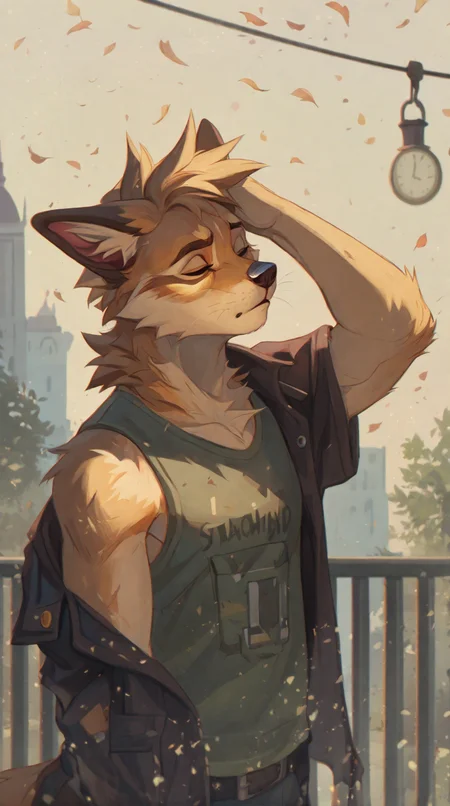 young_adult, male_furry, nostalgic, gentle_sadness, time_as_amber, youth_drifting_away, bittersweet_memory, soft_light, vintage_concert, farewell_kiss, emotional_release, subtle_innocence, zPDXL3
<lora:add-detail-xl:0.7>
<lora:Fennix_Fortnite:0.1> Fennix, fortnite
<lora:Concept Art Ultimatum Style LoRA_SeaArt Furry XL 1.0:0.3> concept art, digital art, realistic,