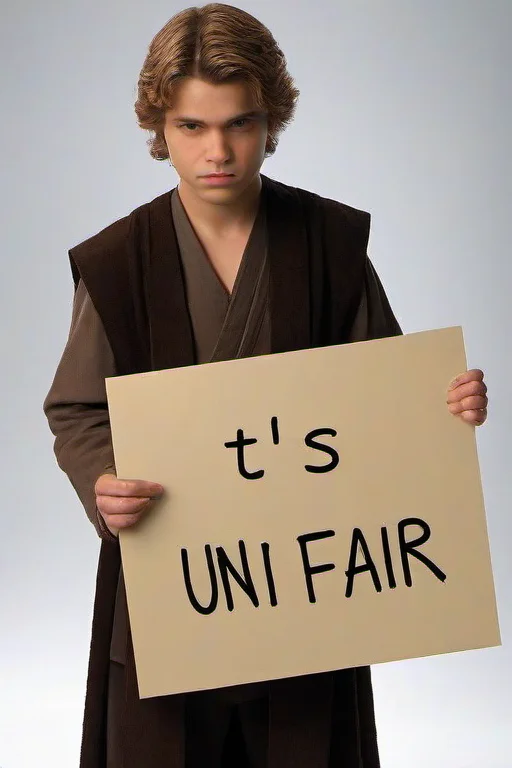 <lora:PE_HoldingSign:0.8> PEHoldingSign,
anakin holding a sign that says it's unfair