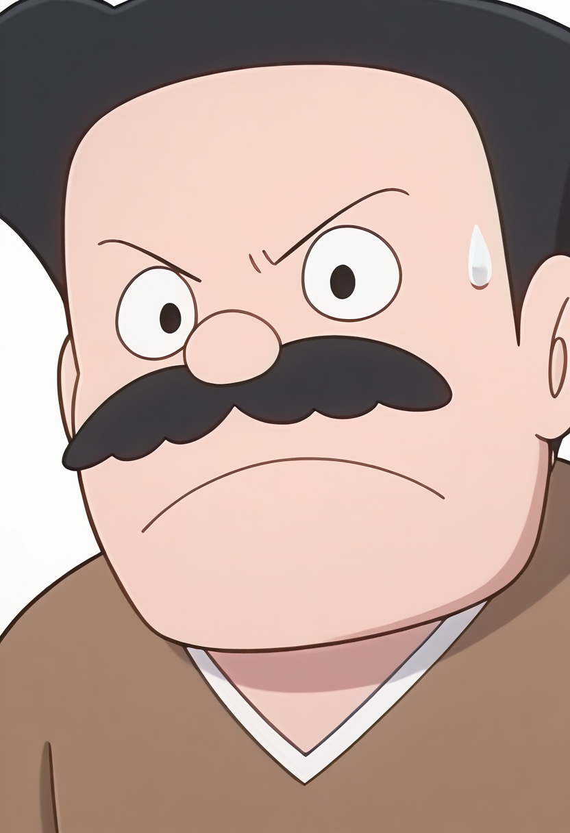 1boy, upper body, chibi, serious, meme, simple background, white background, sweat,
BREAK
nobirunobi, old man, mustache, black hair,
BREAK
best quality, masterpiece, very aesthetic, absurdres, highest detailed, very awa, <lora:Nobiru_Nobi_from_Doraemon_v0.1:1>