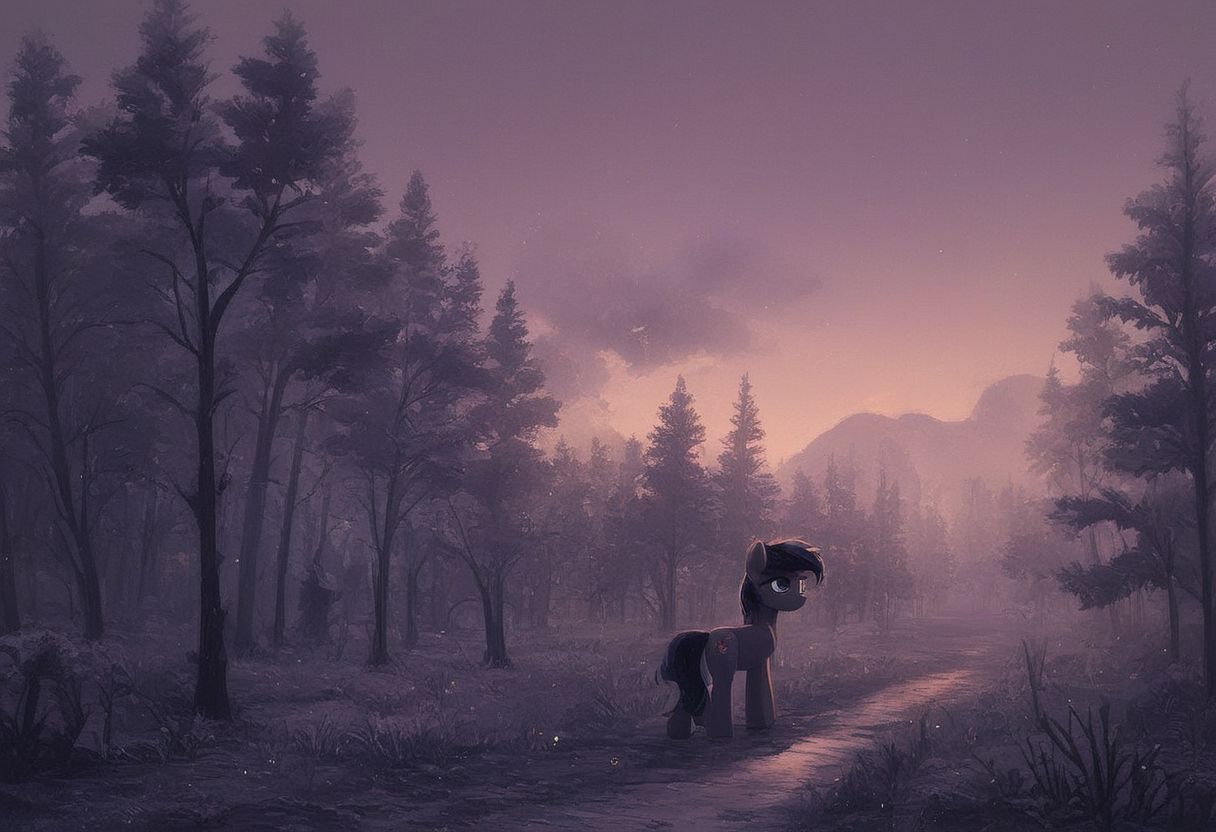 score_9, score_8_up, score_7_up, score_6_up, score_5_up, score_4_up
*Flow in the Name of Love*
*Channel_42* 
*Atypical_Autist_Artist*
*Gothic* *Sky* *Midnight* *Outdoors* *Forest* 
*source_pony*
*rating_safe*