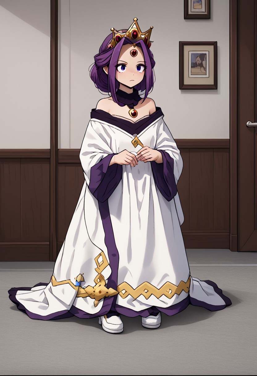 MIRELLIA Q MELROMARC, CROWN, TIARA, white fancy dress, full body, ShrinkingConcept, shrinkingclothing, oversized clothes, shrinking, full body, child, small
