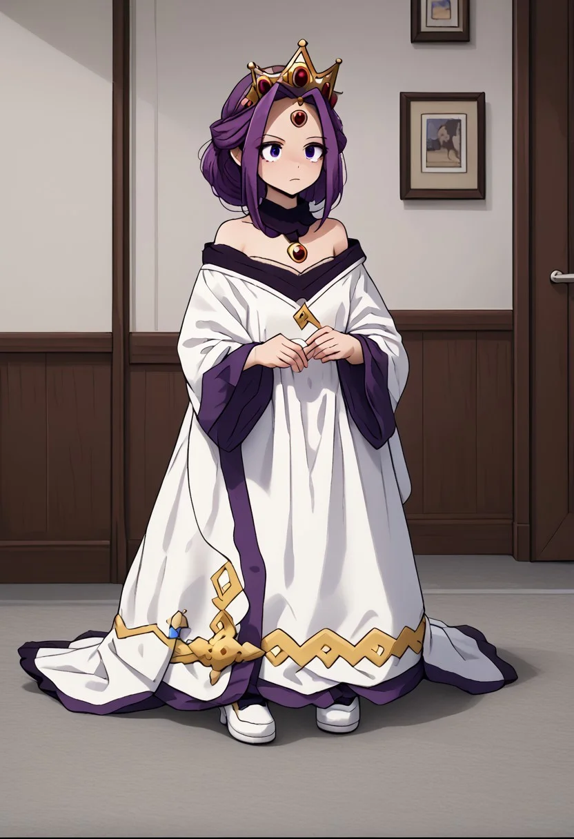 MIRELLIA Q MELROMARC, CROWN, TIARA, white fancy dress, full body, ShrinkingConcept, shrinkingclothing, oversized clothes, shrinking, full body, child, small
