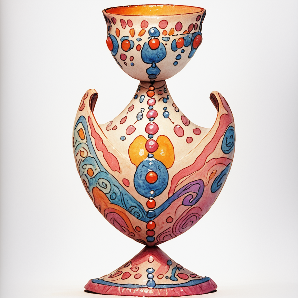 Score_9, score_8_up, score_7_up, score_6_up, BREAK  <lora:Pastel_ReveriePony:1> ArsMJStyle, Pastel Reverie, The image shows a drawing of a goblet on a white background. The cup is drawn in detail with its intricate design and pattern clearly visible., white background, simple background, solo, traditional media, full body, no humans, watercolor (medium)