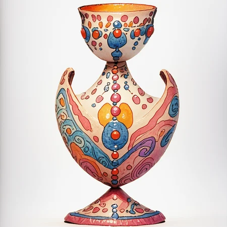 Score_9, score_8_up, score_7_up, score_6_up, BREAK <lora:Pastel_ReveriePony:1> ArsMJStyle, Pastel Reverie, The image shows a drawing of a goblet on a white background. The cup is drawn in detail with its intricate design and pattern clearly visible., white background, simple background, solo, traditional media, full body, no humans, watercolor (medium)