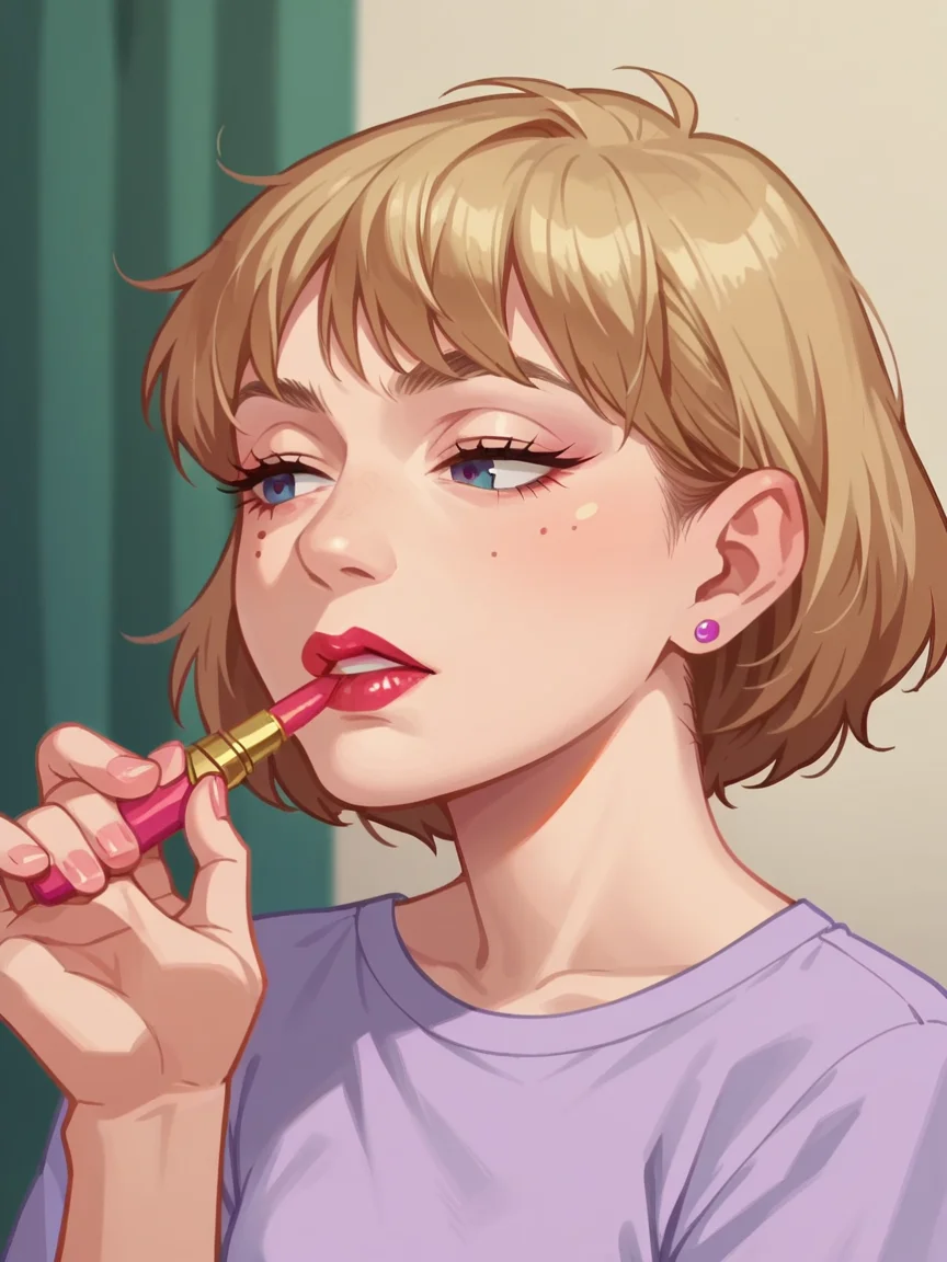 score_9, score_8_up, score_7_up, score_6_up, <lora:l1ppyXLP:0.8> l1ppy, lipstick, cosmetics, applying makeup, 1girl, anime screencap,