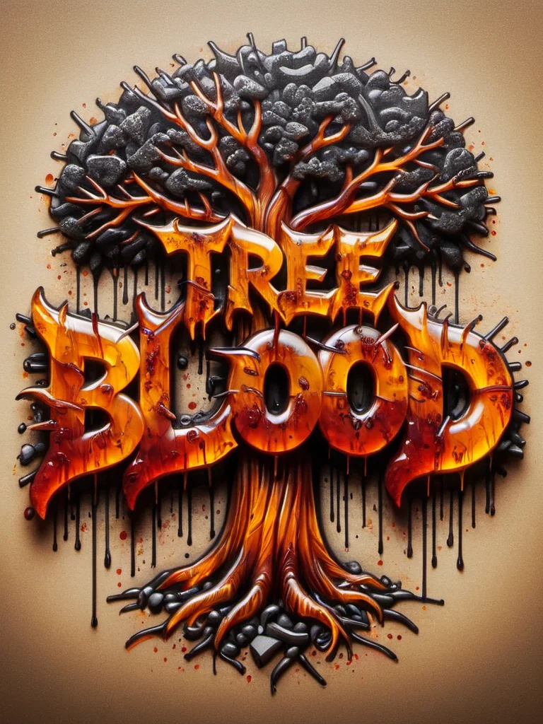 "TREE BLOOD" text logo <lora:Harrlogos_v2.0:0.69> ral-barbwire graffiti thick black outlines, calygraphic wildstyle ral-amber bombing, thick lines <lora:ral-amber-sdxl:0.8> meahophontron made of ral-amber