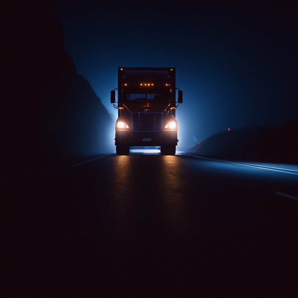 cinematic film still of  <lora:backlight style:1>
A backlight photo of a truck driving down a road at night,no humans,ground vehicle,scenery,motor vehicle,car,light,dark,vehicle focus,lights , back light, rim light, ray light, hair light, background light, realistic, realism, photorealism, hyperrealism, hyperrealistic, realistic, sharp, detailed, cinematography style, film light style, movie still,  professional photography, artistic, perfection, contrast, cinematic, filmic, high quality photo,  8k quality, colorful, different people, dark shadow, covered in shadow, partially covered in shadow, backlight style, shallow depth of field, vignette, highly detailed, high budget, bokeh, cinemascope, moody, epic, gorgeous, film grain, grainy