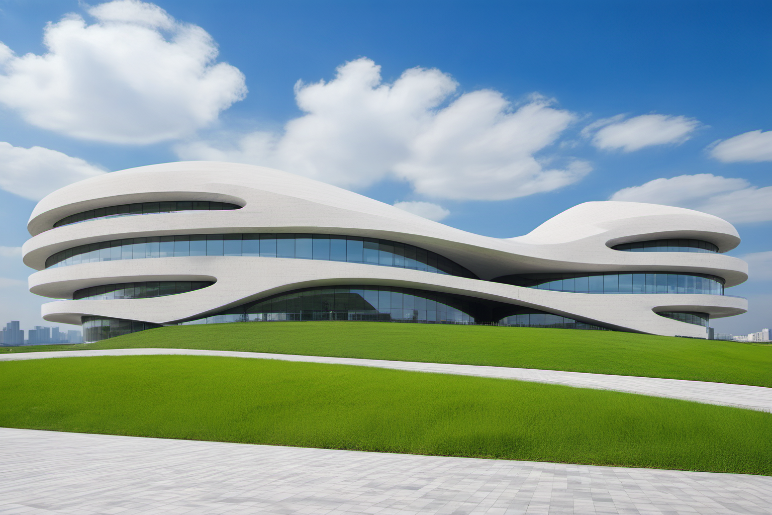 (masterpiece), best quality,8K,zsyixing,building,
no humans, outdoors,
scenery, concrete, glass, day, cloud, grass, blue sky,<lora:ZSprofiledV1.0:0.7>
