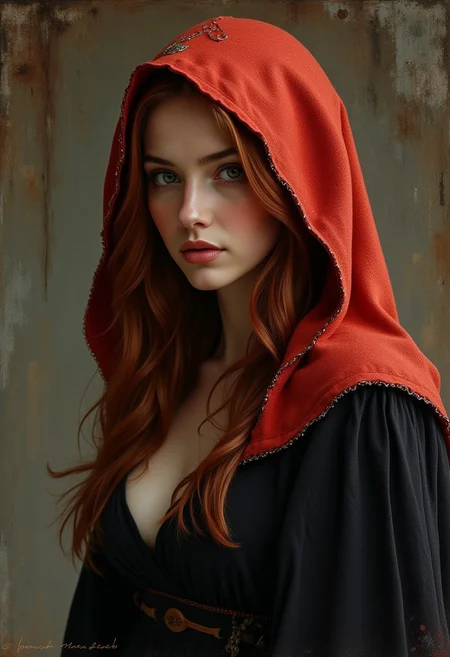 Beauty, realism, cinematography, chiaroscuro, rays of light, play of shadow and light, cinematic quality, drawing with dry chalk, Pastel, Cinematic style,
a painting of a woman in a black dress, award-winning fantasy art, red hoods, beautiful redhead woman, by Hamish MacDonald, covered sfw huge breasts, 2021 award winning painting, black and terracotta, blonde girl in a cosmic dress, beautiful female assassin, melancholic expression, mystique
