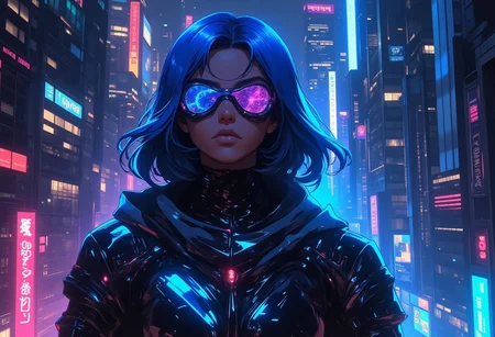 In the depths of a futuristic cityscape, a luminous figure emerges, blending light and dark in a dance of contradictions. This radiant shadowy digital nomad, clad in sleek, shimmering tech-gear, stands against a backdrop of neon-lit skyscrapers, captured in a hyper-realistic digital painting. The attention to detail is exquisite, from the intricate circuit patterns on the nomad's attire to the reflections of city lights in their mirrored goggles. The overall effect is mesmerizing, drawing viewers into a world where technology and darkness coexist in perfect harmony.