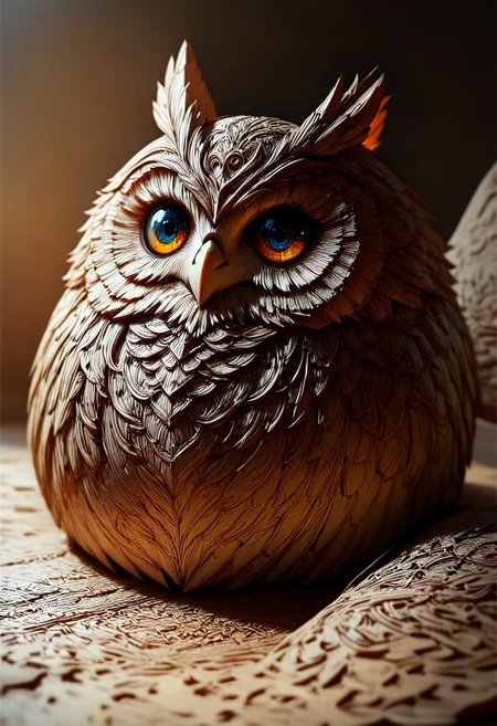 A photorealistic image of a majestic owl figure,
crystalstexture skin,(extremely delicate and beautiful), highly detailed, WhiteMold, art style, 3d printed mold, 
intricate details, dramatic composition, contrast, texture, realism, high quality, stunning art, film grain, volumetric lighting, detailed, 
ScribbleRay, doodle, sketch, black and white,
background is cozy room,
