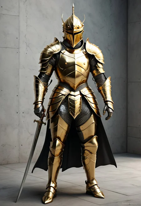 ultra high quality, detailed, realistic, gold texture, crossed spears behind the Vesica Pisces, minimalist full size male knight holding a sword and somehow incorporating a dragon in there.
Fencing school St. It will be called George's Academy of Combat Arts. He's a dragon slayer, so I'd love to see that reflected in the logo. beautifully rendered, artstation, 4k resolution,