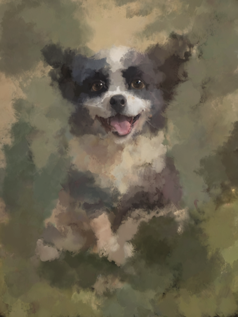 ptm-no2, a dog on a couch, deep shadows,   <lora:- SDXL - ptm-no2_style_V1.0:1>