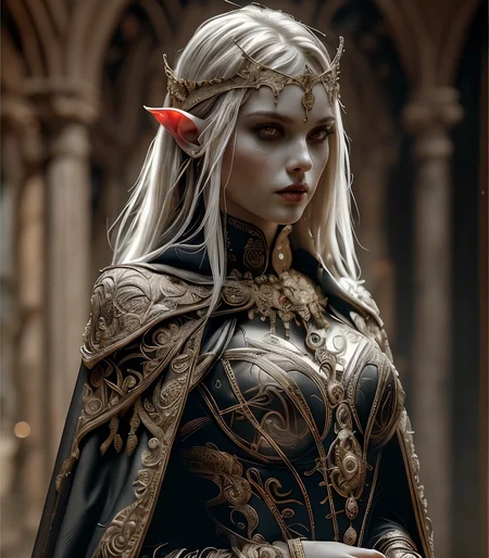 RAW photo, (masterpiece:1.3), subsurface scattering, heavy shadow, (high quality:1.4), (intricate, high detail:1.2), professional photography, HDR, High Dynamic Range, realistic, ultra realistic, photorealistic, high resolution, film photography, ambient lighting, atmospheric effects, <lora:detail_slider_v4:2>, OverallDetail, a female drow noble, dark makeup, intricate dress, jewelry, cape, circlet, <lora:Drow:1>, <lora:zoom_slider_v1:-2>, epiCPhoto