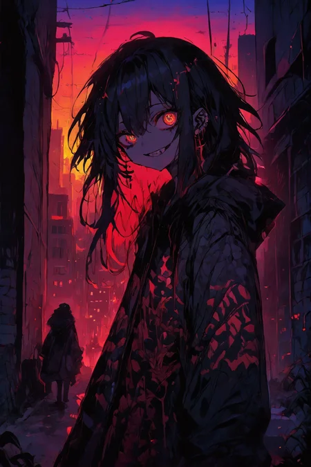 score_9_up, score_8_up, score_7_up, MADStyle, colorful,ADDBASE
city, natural lighting, sunset,
cute girl,
<lora:Mad_Style:1> <lora:f3nn3rXLP:1> f3nn3r, colourful, pink, blue, black, red, trippy