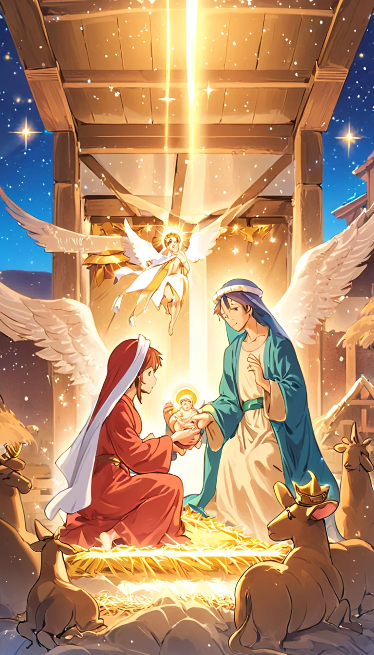 anime artwork Nativity Scene, scenery, detailed background, masterpiece, best quality, high quality, absurdres <lora:nativity_scene_xl_v1:1> . anime style, key visual, vibrant, studio anime, highly detailed