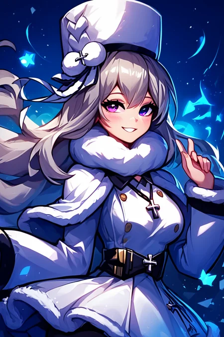 score_9, score_8_up, score_8, medium breasts, (curvy), cute, eyelashes, ,,, , ,,, zzMurmansk, long hair, purple eyes, heterochromia, blue eyes, bangs, grey hair, hat, white headwear, cross necklace, fur-trimmed dress, white dress, papakha, black pantyhose, long sleeves, black belt, white coat, capelet, winter coat, <lora:Murmansk_Azurlane_PDXL:1.0>, ,,,, BREAK, embedding:zPDXL, Expressiveh, ,,, <lora:EnergyCAT:1.0>, solo, smile, looking at viewer, aura, blue sky, ,,, <lora:SDXLFaeTastic2400:0.5>, <lora:Expressive_H-000001:0.4>,