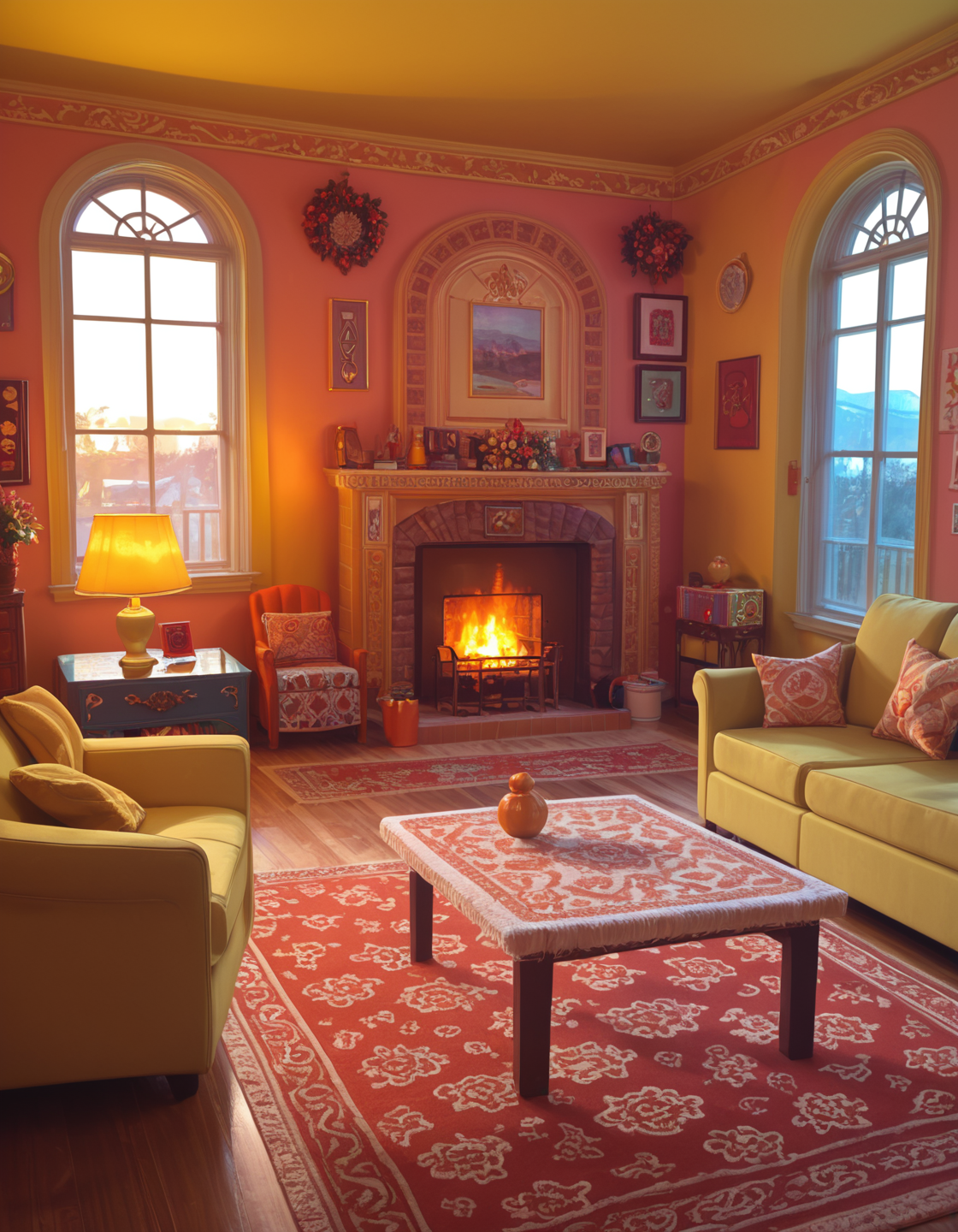 score_9, score_8_up, score_7_up,
m4x1m4l, indoors, day, window, table, couch, scenery,
door, lamp, carpet, rug, fireplace, wallpaper (object)
<lora:maximalism-m4x1m4l-indoors-Pony-v1:0.85>