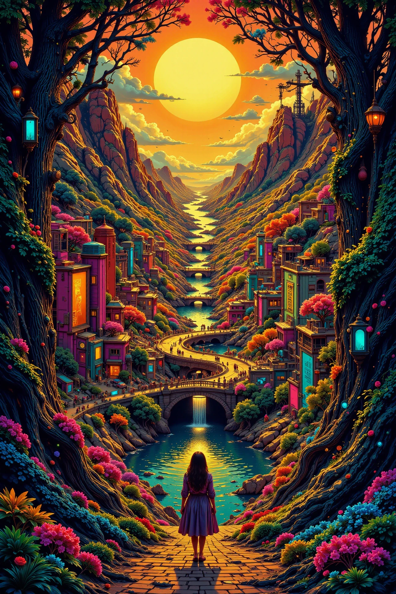 city of angels beautiful  landscape, golden hour, woman, very intricate, very detailed, sharp, bright, colorful, <lora:Hand v2:0.5> <lora:Anti-Blur:1><lora:Insane Detail Slider:0.25>  <lora:flux.1_lora_flyway_Epic-detail_v2:0.3> <lora:fluxenhancer:0.25> <lora:ck-Neon-Retrowave:0.4> ck-rw, in the style of ck-rw,  <lora:Neurocore Anime Cyberpunk:0.8> A digital artwork in the style of cknc