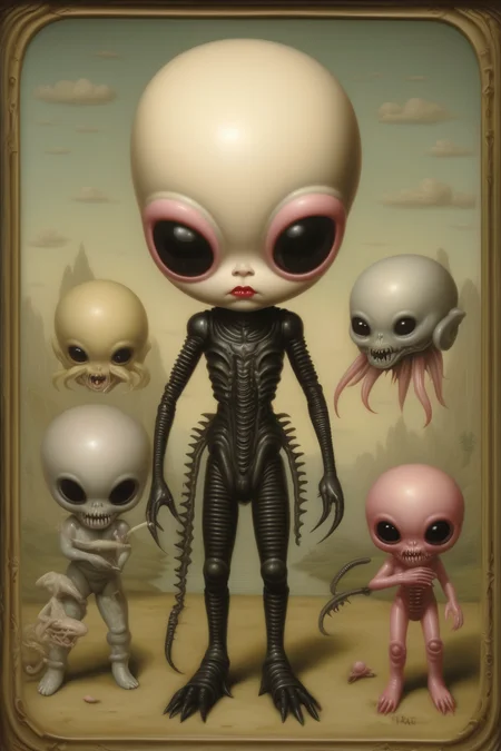 <lora:Mark Ryden Style:1>Mark Ryden Style - xenomorph mark ryden style