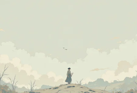 A vast, endless expanse stretches in every direction, a pale, featureless plane beneath a sky so colorless it feels less like air and more like the absence of it. The horizon is an indistinct blur, as if the world has forgotten where the earth ends and the sky begins. There is no wind, no sound—only a profound, suffocating stillness that presses down like the weight of an invisible hand.
In the center of this emptiness stands a single figure, emerging and breaking the the boundless void. They are dressed in muted tones, their shape undefined, almost blending into the nothingness around them. Their feet leave no marks on the ground, as though they’ve never truly been there at all. They stand motionless, head tilted slightly upward, staring into the void above as if searching for something—an answer, a sign, a break in the unrelenting blankness.
Their hands hang loosely at their sides, empty, purposeless. The figure seems suspended in time, caught in a place where even memories feel muted, like faded photographs tucked away in a forgotten drawer. There is no past here, no future—only the aching echo of now.
Clearly visible in the distance, far beyond what should be visible, a faint shimmer stirs—a mirage, perhaps, or a trick of the mind. The figure doesn’t move toward it. They simply stand, alone in the vast silence, a solitary question in a place where even answers seem to have been erased.