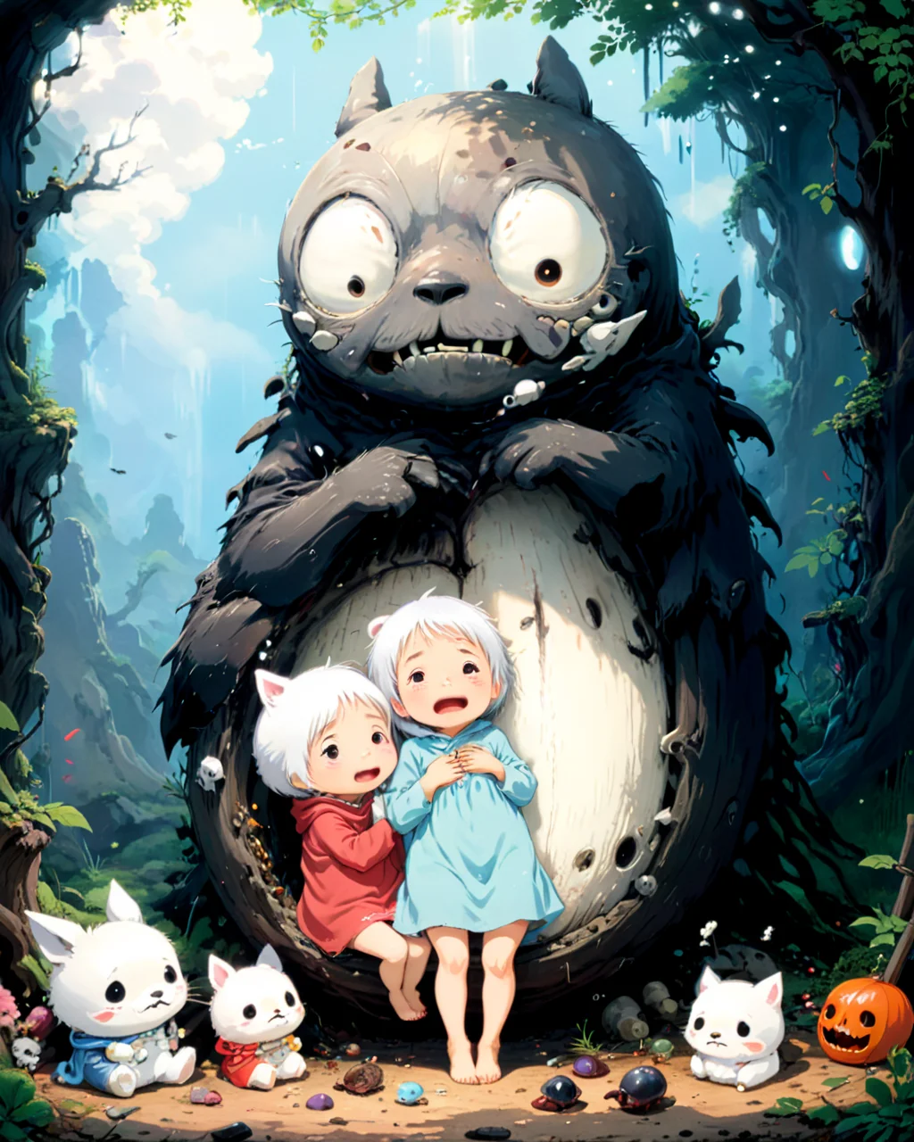 a cutest death, by Hayao Miyazaki, <lora:xl_more_art-full_v1:1.0> , <lora:Surreal Harmony:1.0>