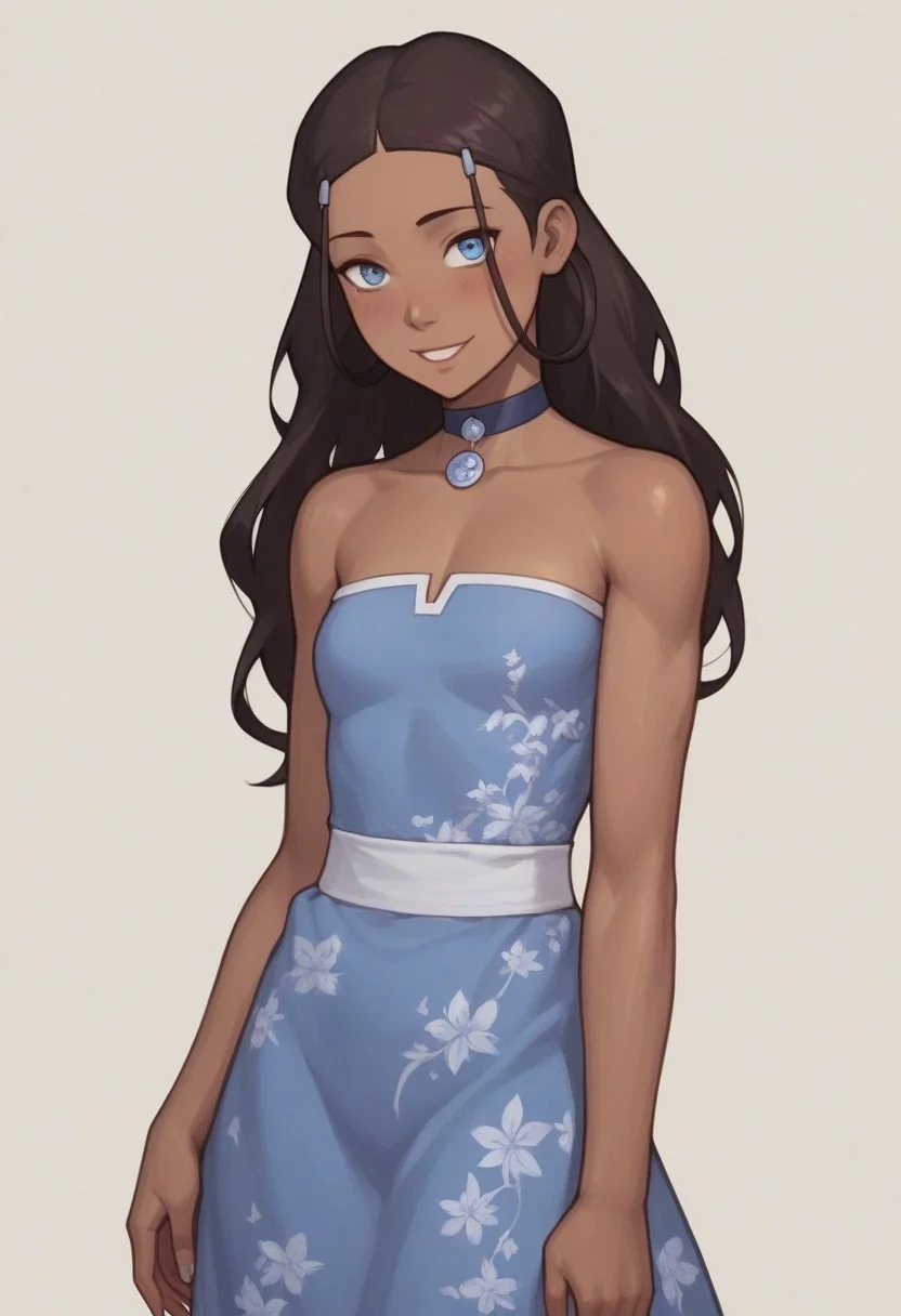 women;
handsfree, leaning back, leaning on hands, cleavage natur, cleavage bulge, bare shoulders, collar bone,
score_9, score_8, score_7, high quality, high detail, masterpiece, sharp lines, blush, small breasts, looking at viewer, smile
<lora:AsuraV2:0.5>, <lora:princess_xl_v2:0.25>, <lora:Smooth Anime Style LoRA XL:0.5>, <lora:g0th1cPXL:0.5>,
<lora:katara-book2-ponyxl-lora-nochekaiser:0.5> katara, dark skin, choker, dark-skinned female, brown hair, long hair, shoulder hair, blue eyes, hair ornament
dress floral, lacing detail on dress, motif transparent
